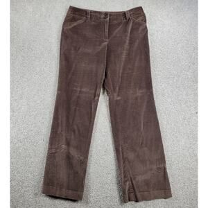 Talbots Womens Velvet Pants 12 Brown Stretch High‎ Rise Straight Leg Ankle